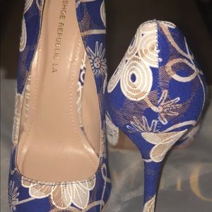 Royal blue and white pumps